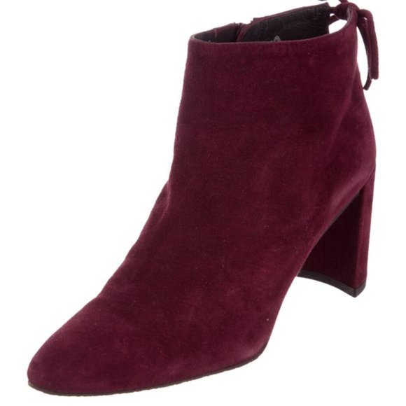 Stuart Weitzman Gardner Maroon Suede Boots 4M NEW - Picture 2 of 6